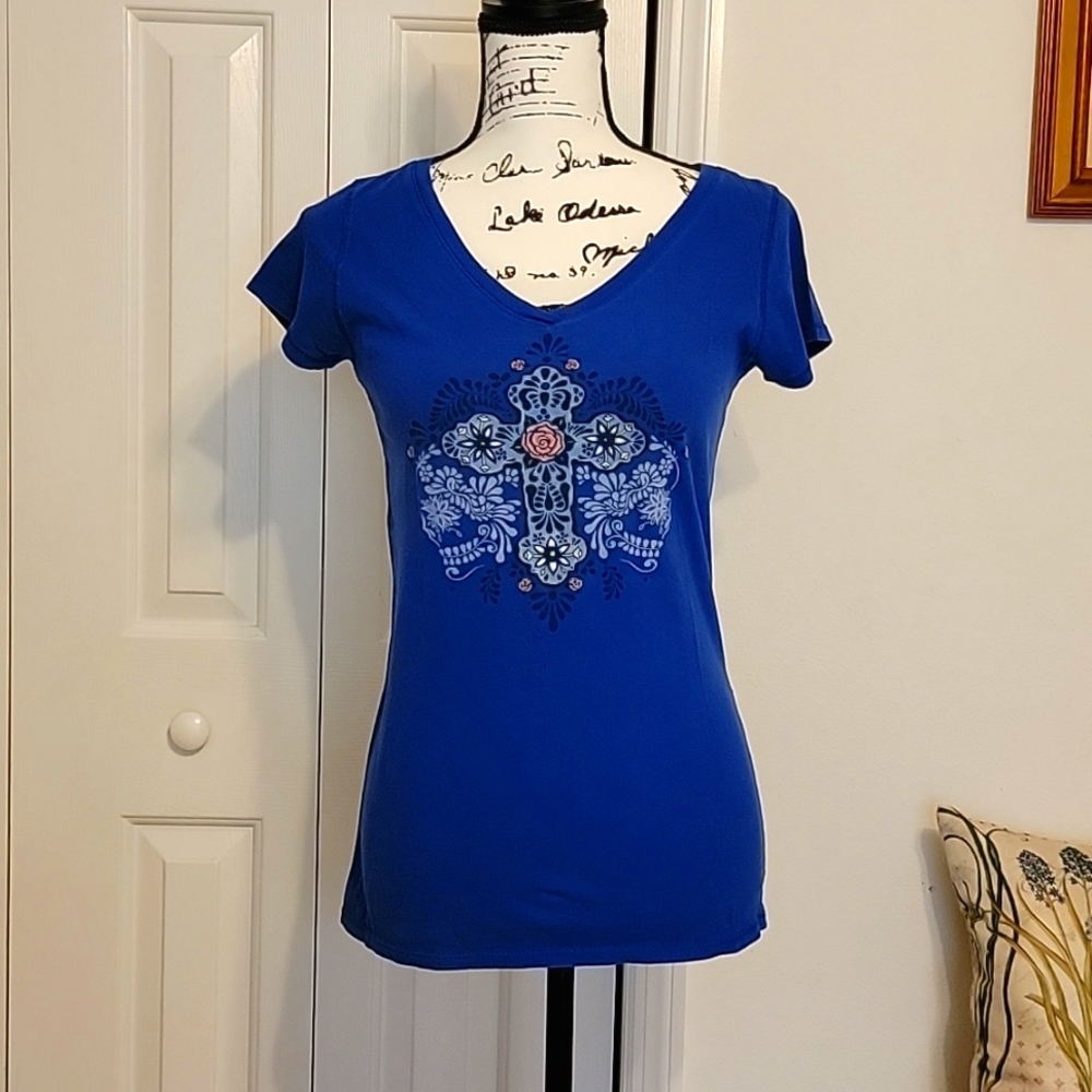 Lucky Brand V-neck Graphic Tshirt, Sz Sm